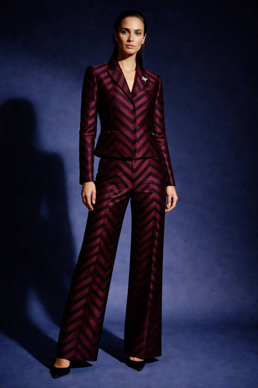 structured evening dress with directional inlay and controlled silhouette — PYDAXA