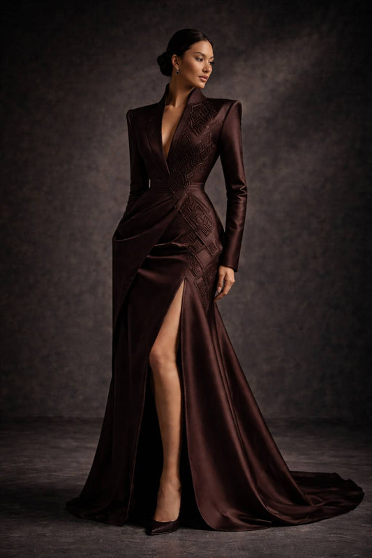 structured eveningwear demonstrating power dressing silhouette for women — PYDAXA