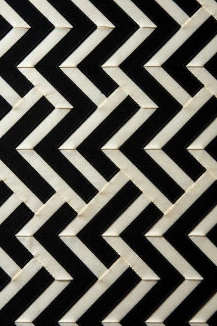 PYDAXA — PYDAXA Inlay™ chevron reverse appliqué in master silk, precision-cut geometric construction — PYDAXA
