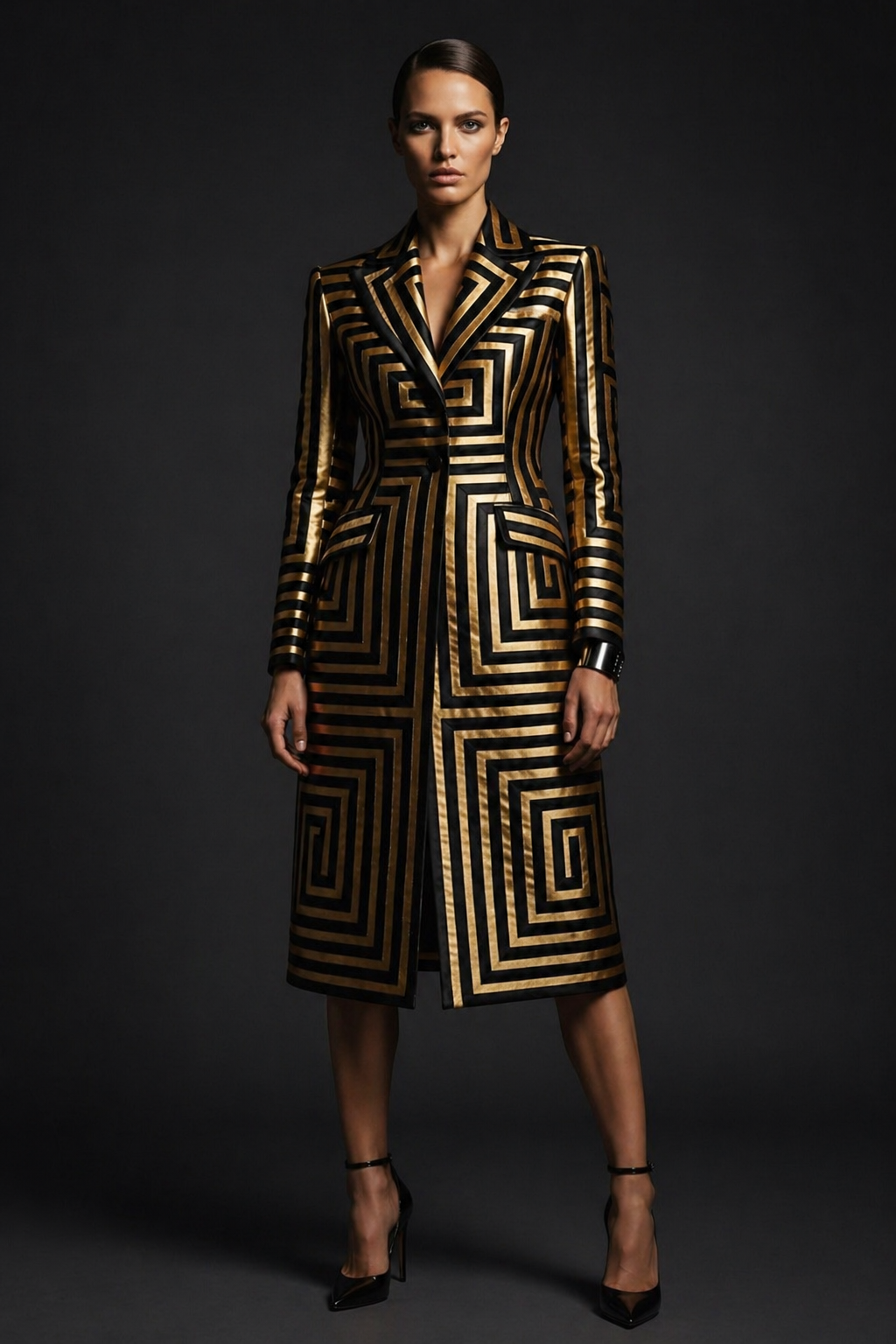 PYDAXA Labyrinth Inlay Coat Dress