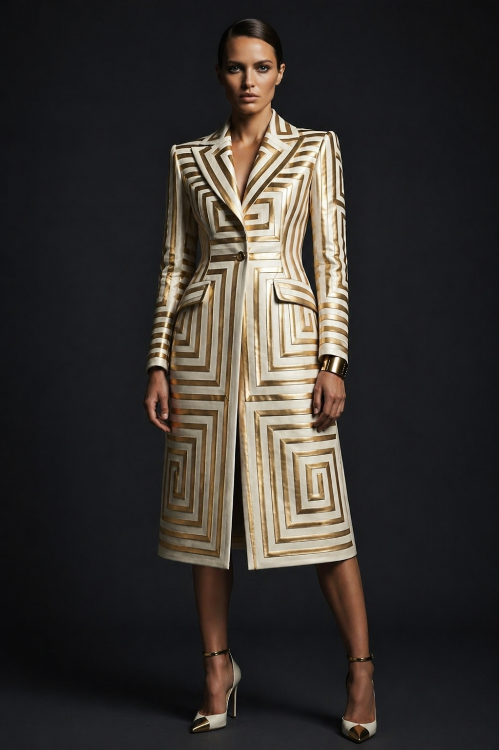 PYDAXA Labyrinth Inlay Coat Dress
