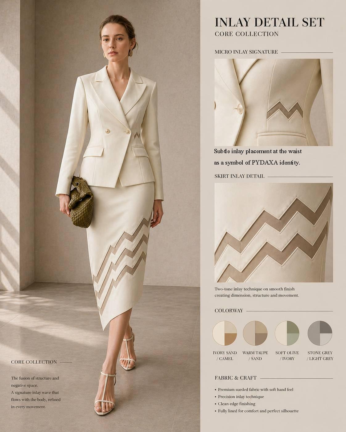 PYDAXA Meridian Inlay Skirt Suit